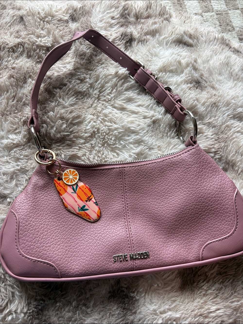 Steve Madden Dusty Pink Pebbled Leather Shoulder Bag